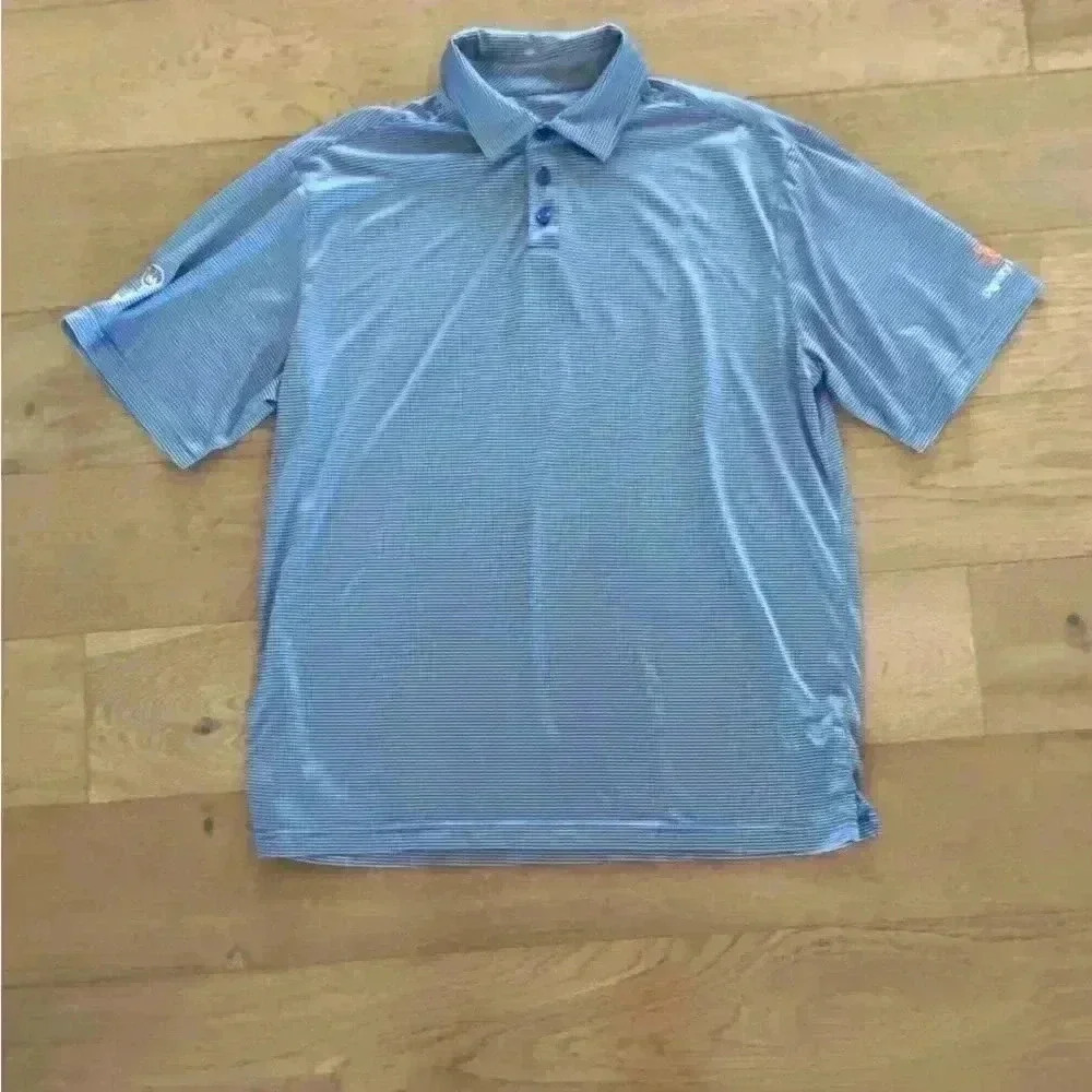Black Clover Mens Striped Polo Blue Large